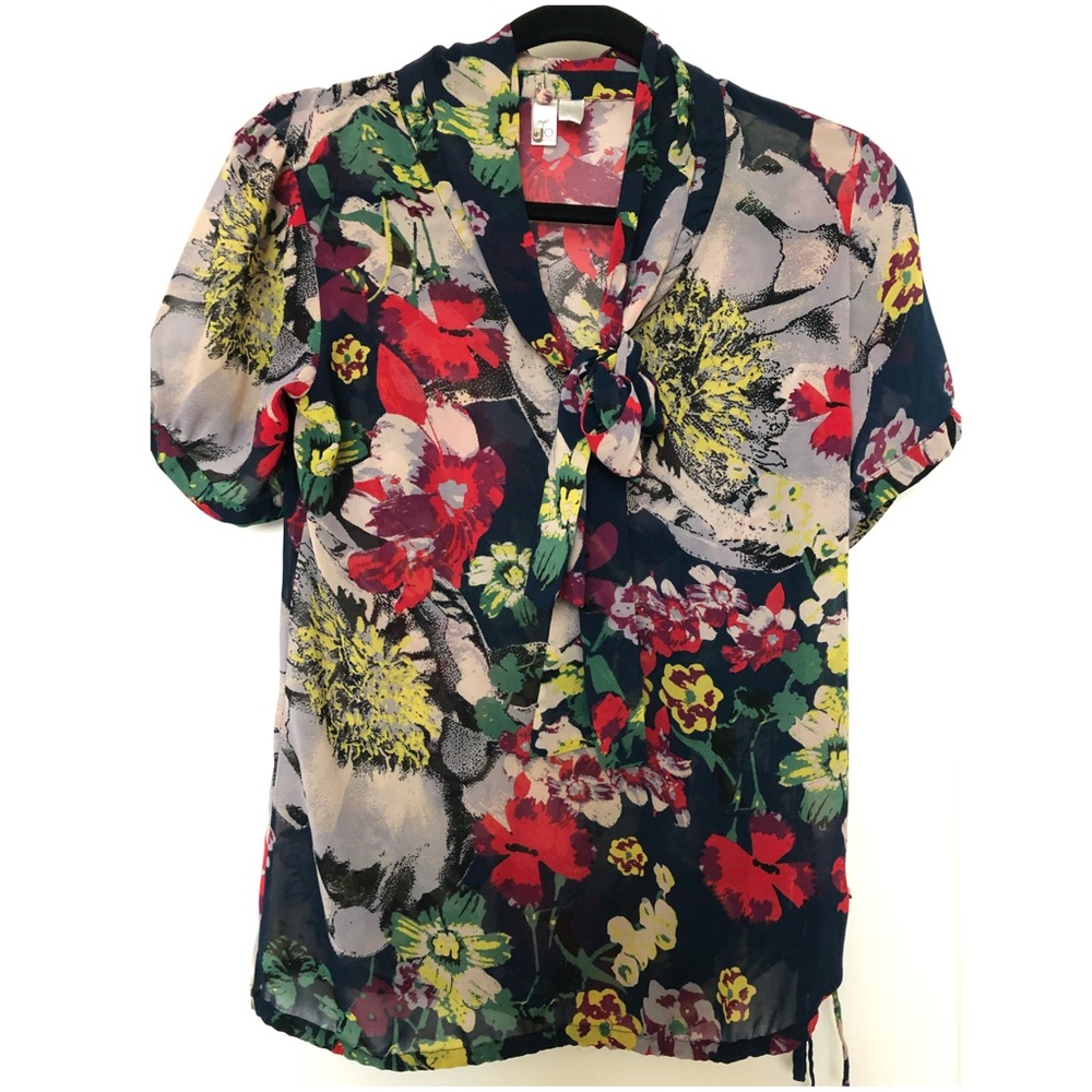 Sheer floral print blouse